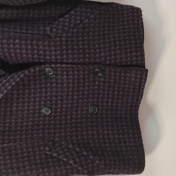 Vintage Fashions By Jill Leather And Wool Women's Black and Purple Coat 80s - Picture 7 of 16